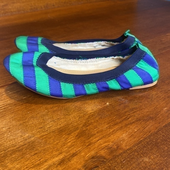 JCrew “crew cuts” green/blue stripe ballet flats 65875 Sz 4 NWOB - Picture 4 of 11